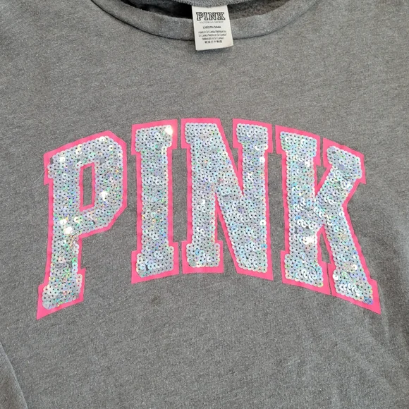PINK Victoria's Secret Gray Sweatshirt with Pink Logo - Picture 2 of 4